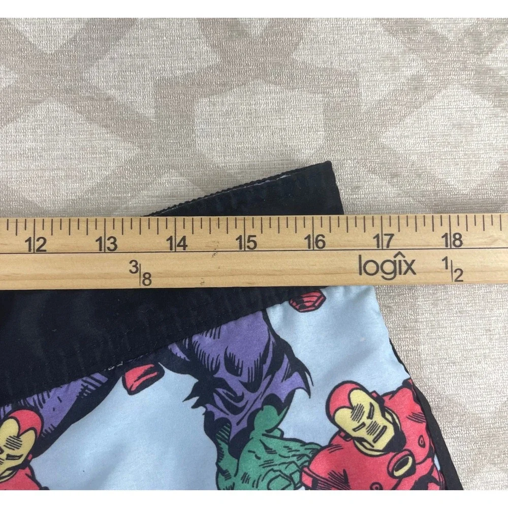 Marvel Avengers Comic Print Swim Trunks Mens Large Hulk Iron Man Captain America